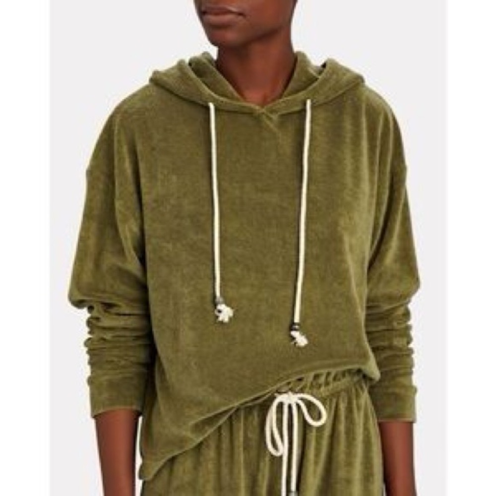 DONNI Gem Stone Terry Jade Basil Green Terry Hoodie Pullover Top Made in USA